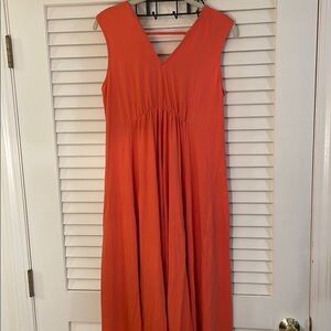 Soft Surroundings Antonia V Neck Vibrant Orange Maxi Dress